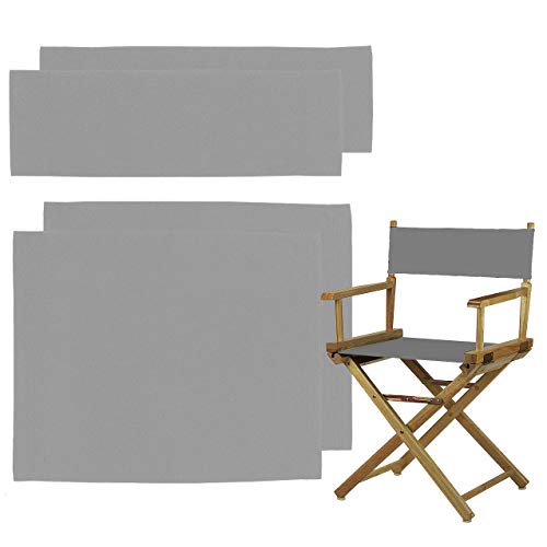 STAY GENT 2 Set Replacement Cover Canvas for Directors Chair, 20cm X 52cm + 52cm X 41cm, Grey