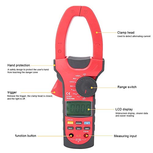 Image of Auto Range Digital Clamp Meter Industrial Multimeter AC DC Current Voltage Tester 600V Backlit Display for Electricians HVAC UT207
