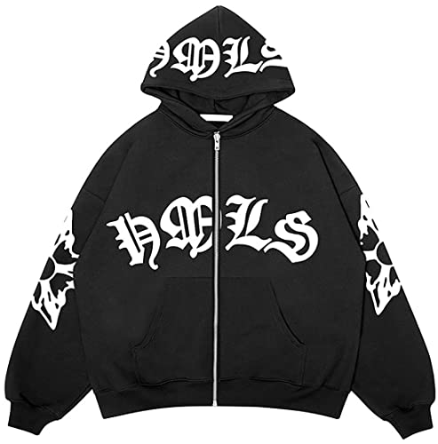 PANOZON Herren Herz Vintage Hoodie Y2K Oversize Zip Up Pullover Unisex...