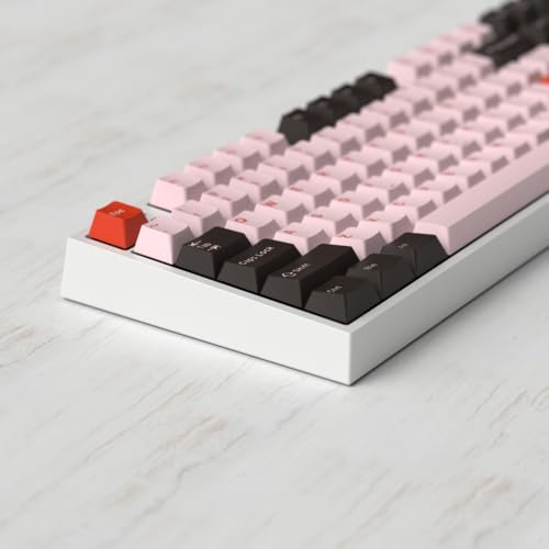 Image of Pink Dye-sub Keycaps, 163 Keys Cherry Profile, Double Shot Keycaps Set, Custom Key caps for MX Switches Mechanical Keyboard(Flamingo)