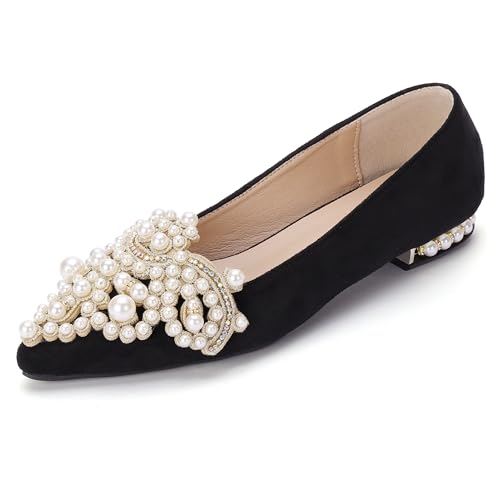 Flats for Women Bling Rhinestone Pointed Flat Shoes Comfort Slip on Low Heel Wedding Dress Shoes Ballet Flat Shoe