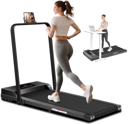 2 in 1 Folding Treadmill Walking Pad with 2.5 HP Quiet Motor,Under Desk Electric Treadmill with Remote Control,LED Display, Compact Treadmills with 300 LBs Capacity, Running Machine for Home Office