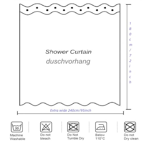 goodbath Extra Wide Shower Curtain 240x180cm - Image 2