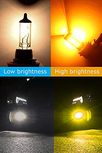 H11 H8 LED Fog Light Bulbs Yellow 3000K, H16 LED Fog Lights, 54 SMD Chips, Xtreme Super Bright, 50000 Hours Lifespan, Easy Installation Fog light Bulb Replacement for Car, Truck, Vehicle, Pack of 2