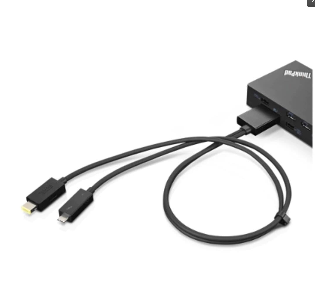 BolAAzuL Thunderbolt 3 WorkStation Dock Split Kable 0,7 M de longitud, 4X90U90616 New Retail Thunderbolt 3 Base de expansión Dock Dock Cable de datos compatible con Lenovo ThinkPad Thunderbolt