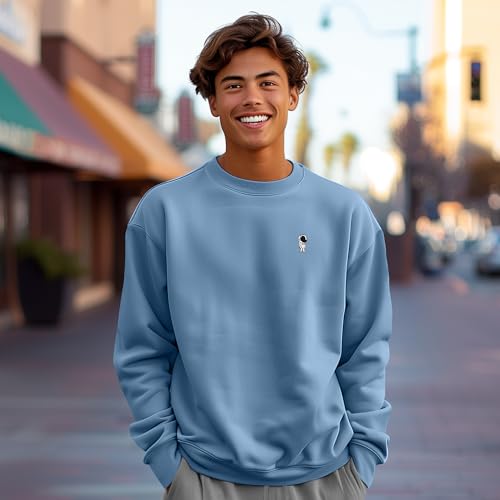 DALIX Astronaut Embroidery Relaxed Crewneck Sweatshirt Soft Fleece Fit Lounge Mens3