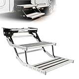 Oiyekntd Escalones retráctiles eléctricos para autocaravanas, Capacidad de Carga de 200 kg, Plegables de aleación de Aluminio, Placa de Acero Engrosada, Antideslizantes para Entrada DoubleLayer-24V