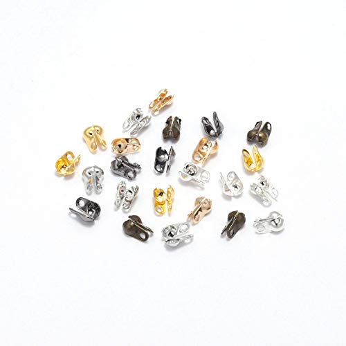 200pcs 1.5/2.4/3.2mm Multicolor Ball Chain Clasps Calottes End Crimps Beads Ball Necklace Chain Connectors Findings for DIY Jewelry Making (Multicolor, 2.4mm*200pcs)