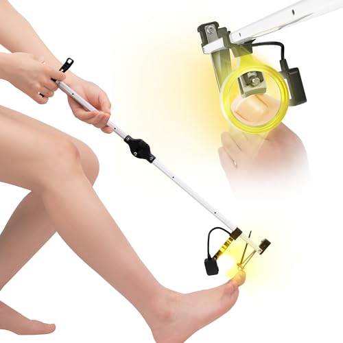 [Updated] 24 Foldable Long Handle Toenail Clippers for Seniors & Thick Nails LED Light & Magnifier 4mm Wide Jaw USB-C Rechargeable Ambidextrous Grip for Overweight Arthritis & Post-Surgery