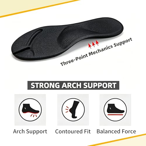 Image of 2pairs Arch Support Cushion Insoles Gel Arch Support Anti-Slip Flip Flop Thong Inserts Self Adhesive Gel Arch Support Cushion Insoles Plantar Fasciitis Pain Relief for Man Woman (Black, L)