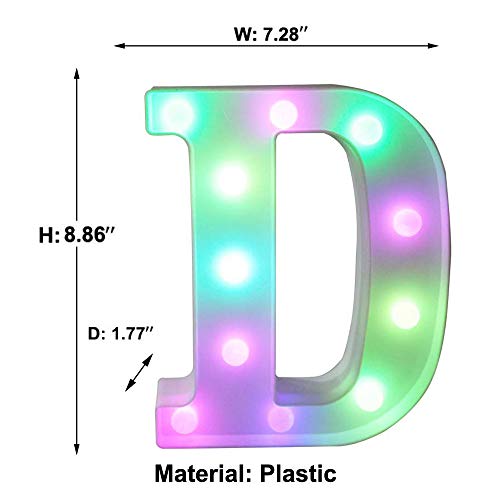 Image of Pooqla Colorful LED Marquee Letter Lights with Remote - Light Up Marquee Signs - Party Bar Letters with Lights Decorations for The Home - Multicolor D
