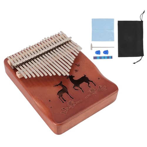 21 Keys Thumb Piano, Musical Instruments Finger Piano Easy to Learn Portable Musical Instrument with Finger Protector Neatly Cloth for Beginners (Type 1)