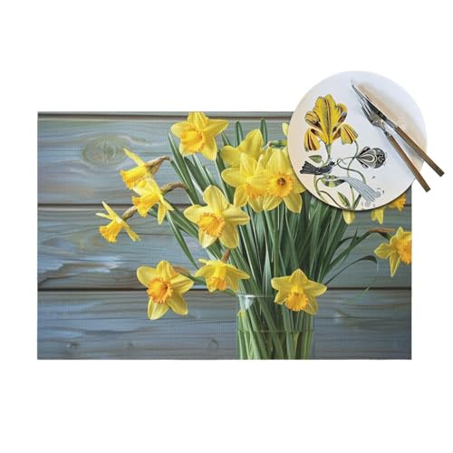 Set de table PVC jonquilles x6 antidérapant résistant chaleur 45x30cm - 5