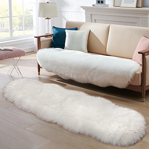 Ciicool Ultra Soft Faux Sheepskin Fur Rug Fluffy Rug For Bedroom Fuzzy Carpet For Living Room Kid's Room Nursery Decor, White 2 X 6 Feet #TOP6