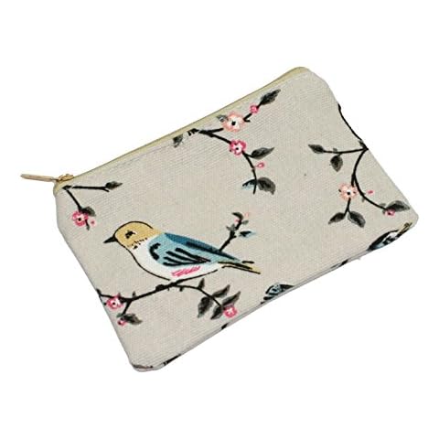 The Olive House® Womens Bird Floral Design Matt Oil Cloth Coin Purse Cover