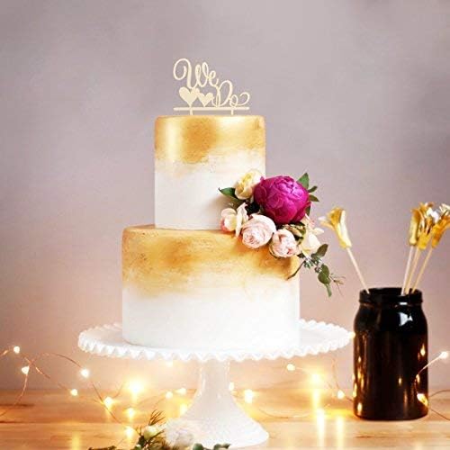 ROSENICE Wedding Cake Topper WE DO Wood Wedding Cake Decorations(Wood colour)