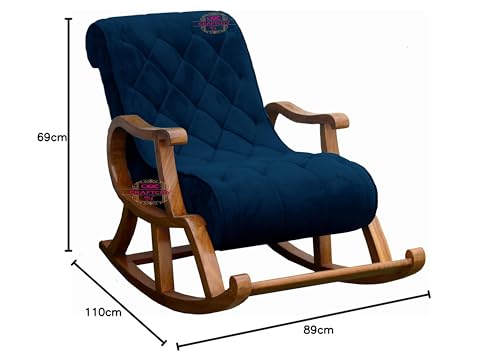 Image of CRAFTCITY Ergonomic Rosewood Rocking Chair (Blue 1)