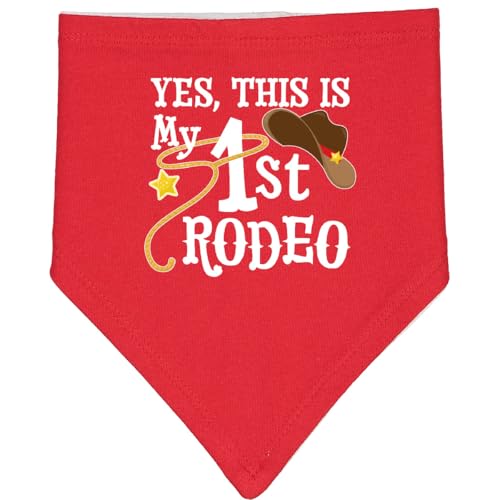 inktastic Yes, This Is My 1st Rodeo- Cowboy Hat with Red Band, Baby Bandana Bib