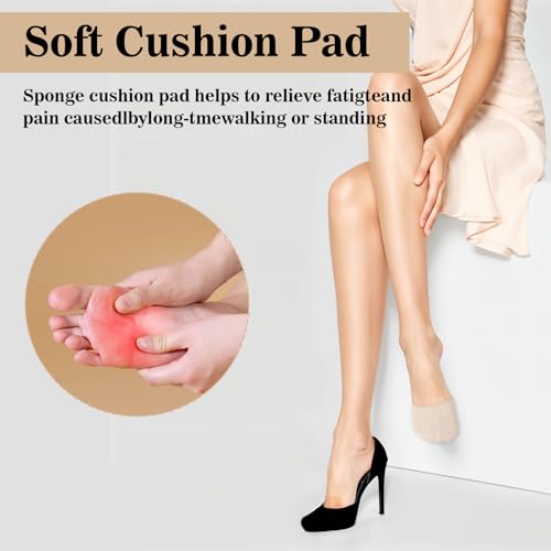 4 Pairs Socks For Heels Toe Socks Women Toe Covers For Women Half Socks For Women Ball Of Foot Cushion Socks Women's Toe Cover No Show Liner Half Socks For Heels With Padding Toe Topper Liner Socks4