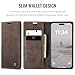 XIMAND for iPhone 16 Pro Max Case, RFID Blocking with Kickstand 2 Credit Card Slot and Cash Slot Magnetic Closure Wireless Charging Slim PU Leather Protective Cover - Coffee