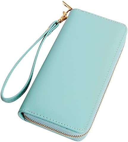 VOCUS Womens Wristlet Wallet Zip Around Clutch Wallet Large RFID Blocking PU Leather Bifold with Phone Holder for Travel