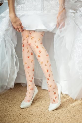 Image of Benefeet Sox Women Sheer Tights Floral Patterned Sheer Nylon Pantyhose