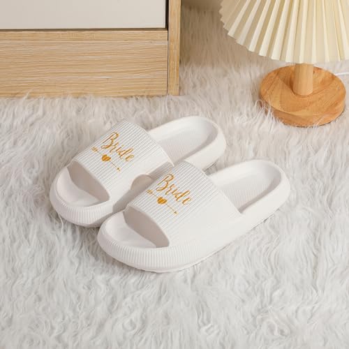 Women's Bride Slippers - White I DO Bride Slide Sandals for Bachelorette Party & Bridal Shower4