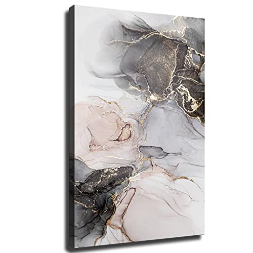 The Abstract Ink Painting Is Composed Of Pink And Gold Poster Canvas Print Art Decoration Living Room Home Decoration Retro Aesthetics Cool Fun Science Fiction Funny Humor Unique Taste Classic Poster (Framed,24×36Inch) #TOP14