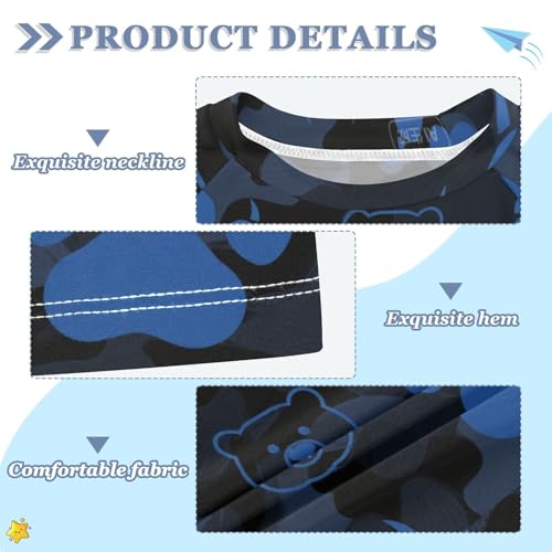 Animal Footprint Bear Black Blue Short Sleeve Girl Bathing Suit Kids Swimsuits for Girls Rash Guard Swimsuit for 3-12 Years Traje de bano para ninas3