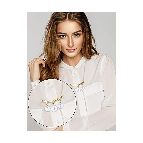 Quesuc 3 Pieces Sweater Shawl Clips Dresses Cardigan Collar Brooch Clip Vintage Shirts Clips for Women Girls - Image 3