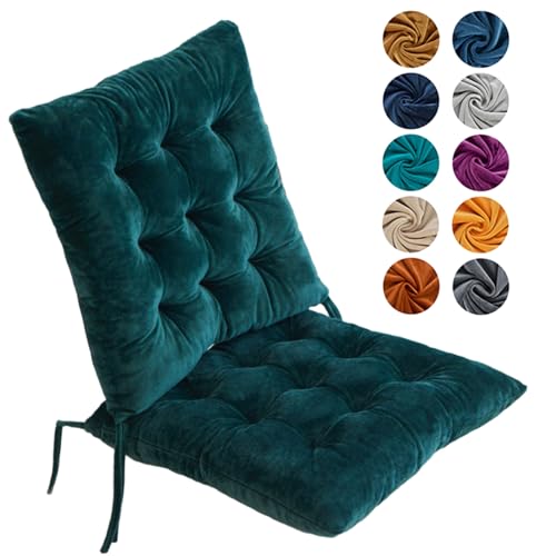 Hixingo Pack de 4 Cojin para Silla de Salon, Cojines para Sillas de Comedor Cojin para Silla Nordica Antideslizante Terciopelo Cristal Suave Cojines de Asiento for Home Garden (40cm,Verde Oscuro)