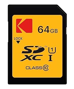 Kodak SD-Karte 64 GB UHS-I U1 V10 SDHC/XC – Speicherkarte, Lesegeschwindigkeit 85 MB/s Max – Schreibgeschwindigkeit 25 MB/s Max – Speicherung von Full-HD-Videos und hochauflösenden Fotos – SD Card