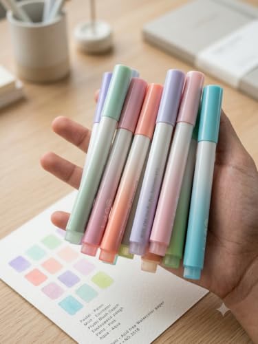 Image of 12Pcs Aesthetic Cute Highlighters, Bible Pastel markers and Pens, No-Bleed School Supplies and Office Journal DIY Home || Two Side Highlighters Pen | Pack Of 12 |