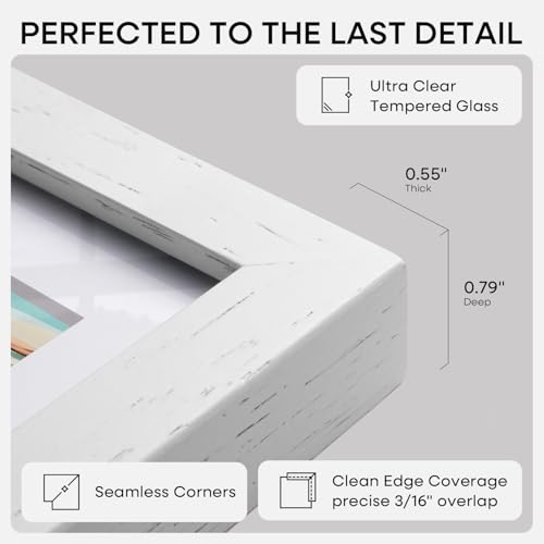 Image of Homeforia 8x24 Panoramic Frame White, High End Oak 8 x 24 Picture Frames Wood without Mat, 24x8 Thin Hanging Wooden Poster Frame for Wall, 8by24 Display Photo Frame, Tempered Glass, Wall Kit, Set of 1