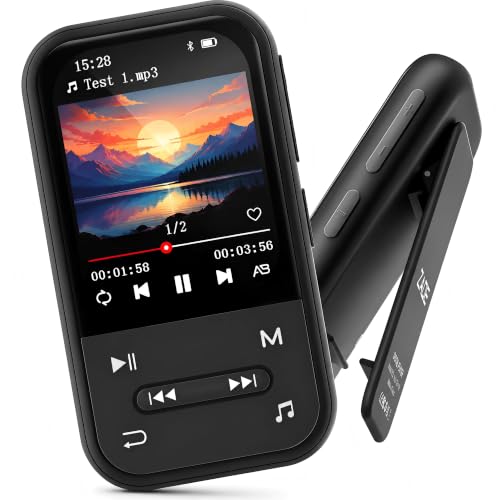Image of 128GB MP3 Player, Bluetooth 5.3 Music Player with Clip, HiFi Sound Digital Music, Built-in HD Speaker, FM Radio, Voice Recorder, Earphones Included, MP3 Player for Kids