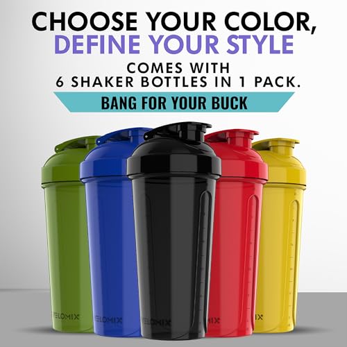 -6 PACK- 28 oz Shaker Cups for Protein Shakes - 6x Wire Whisk | Leak Proof Large Shaker Bottles for Protein Mixes | BPA-Free Protein Shaker Bottle | Protein Cups Shaker - Image 3