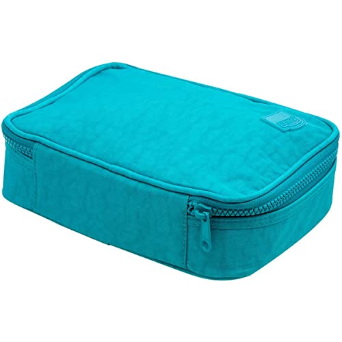 Estojo Box Nylon 100 Pens 1 Zíper Verde Água, BRW