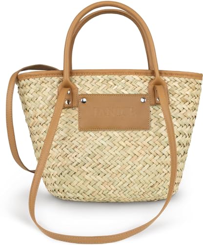 normani Schultertasche Strohkorb Sommer Strandtasche im Boho-Stil Farbe Hello Summer