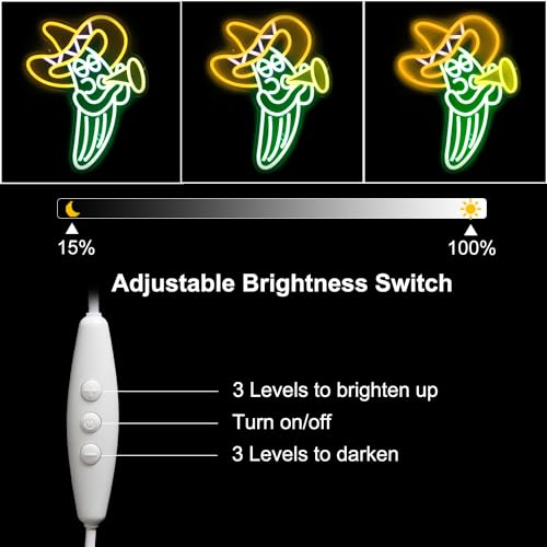 Image of Cactus Sombrero Hat Neon Sign Play Trumpet Neon Light for Bedroom Bar Decor | Dimmable Music LED Signs for Wall Decor, Cinco De Mayo Mexican Party Decor, Acrylic Celebrate Carnival Wall Sign, USB Powered