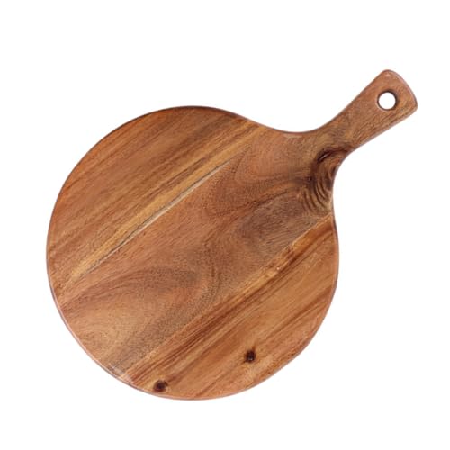 FRCOLOR 木製ラウンドピザボード 丈夫なカッティングまな板 ステーキ パン用サービングプレート キッチン カフェ ホーム用多用途トレイ