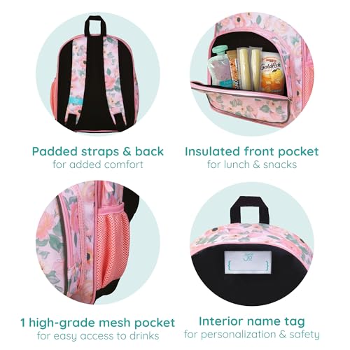 Image of Wildkin JumpOff Jo 12-inch Kids Backpack - Lightweight, Durable Toddler Bag - Floral Watercolor