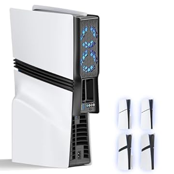 Ventilador de resfriamento automático para console PS5 Slim/Pro, silencioso, acessórios PS5, sistema de refrigeração com velocidade ajustável, ventilador de resfriamento eficiente plug-in PS5 para