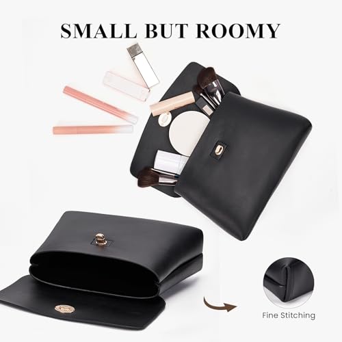 HiTotes Makeup Bag Travel Makeup Pouch for Women Small Cosmetic Pouch PU Leather Pouch Bag Clutch Purse — view 3