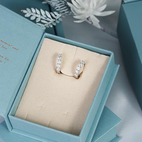 Moissanite Huggie Hoop Earrings Studs 1ct for Women, 925 Sterling Silver Cuff Earring with 18K White Gold Plated D Color VVS1 Lab Created Hypoallergenic Birthday Gifts Girlfriend Wife Jewelry4