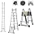 Telescoping Ladder A Frame 8FT/2.5M Straight Ladders 16.5ft Folding Extension Step Ladders Aluminum Compact Retractable for Business Home Outdoor DIY Builder Supplies, 330lbs Capacity