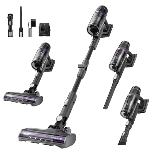 EUREKA ReactiSense 530 Escoba Aspiradora sin Cable 550W 38k Pa Aspirador Escoba Ligero con Tubo Plegable, Portatil y Versátil, 4 funciones en 1, Autonomía 60 min, Iluminación para Suelo Duro, Alfombra