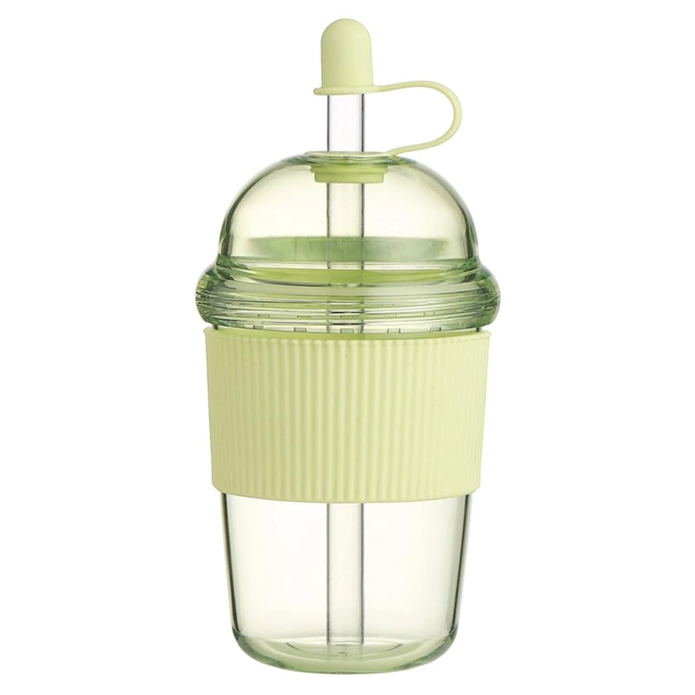 Hndhbfgrt For Home Bar Drinkware 430ML Coffee Mug Transparent with Lid and Straw 1Pcs Plastic Cup for Pearl Milk Tea Juice