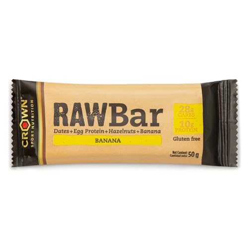 Crown Sport Nutrition Raw Bar 50 g Snack hecho de dátil, proteína y avellana (Pátano-Avellana, Barrita de 50 g)