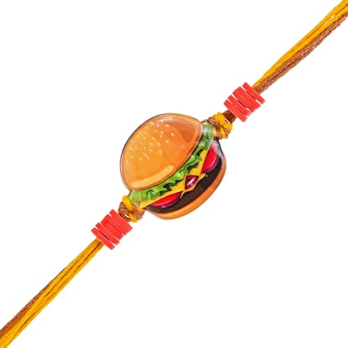 Image of eCraftIndia Food Theme Rakhi for Kids Brother Boys Girls Sister | Raksha Bandhan Kids Rakhi for Bhai Bhaiya | Best Bro Ever Fridge Magnet | Roli Chawal Pack
