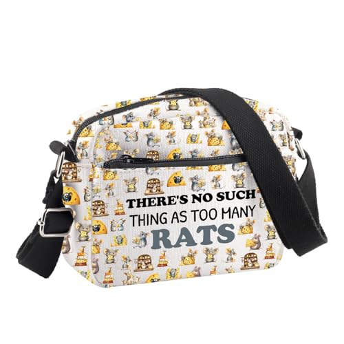 BDPWSS Rat Crossbody Bag Rats Lover Gifts Rat Owner Gift There Is No Such Thing As Too Many Rats Travel Pouch Vet Tech Gift